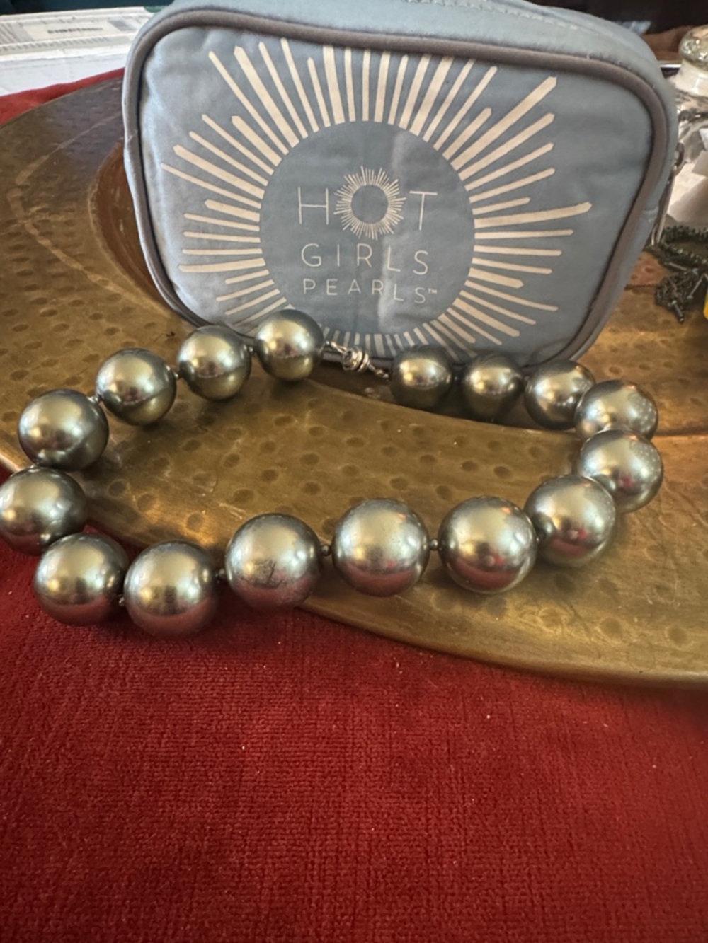 Metallic Grey Pearl Necklace